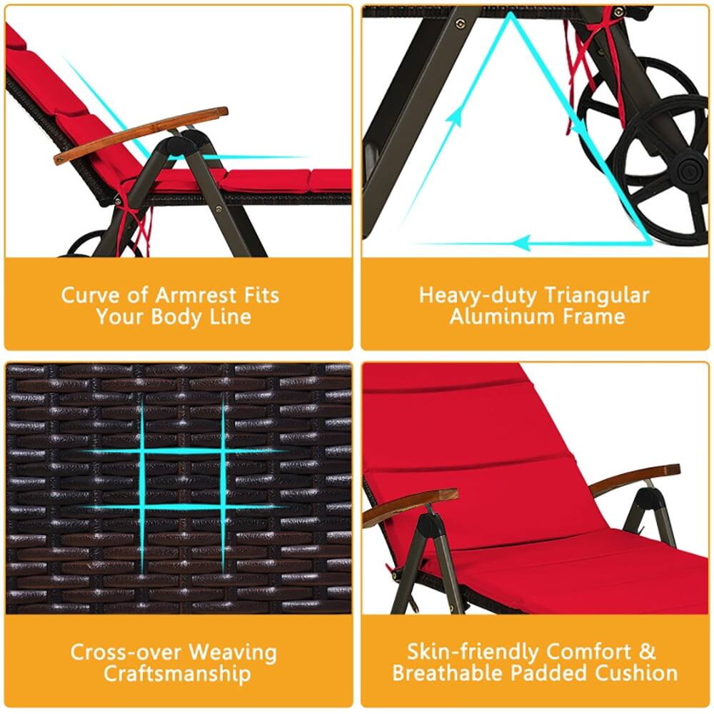 - Curve of Armrest Fits Your Body Line
- Heavy-duty Triangular Aluminum Frame
- Cross-over Weaving Craftsmanship
- Skin-friendly Comfort & Breathable Padded Cushion