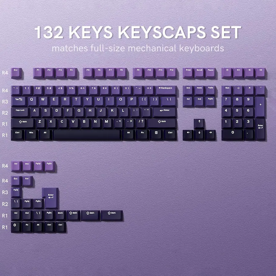 114 toetsen, doorzichtige toetskapjes, pc-profiel, wit, transparante toetskapjes, geschikt voor 60%, 65%, 75% en 95% Cherry MX-schakelaars, mechanisch 114 toetsen, doorzichtige toetskapjes, pc-profiel, wit, transparante toetskapjes, geschikt voor 60%, 65%, 75% en 95% Cherry MX-schakelaars, mechanisch
