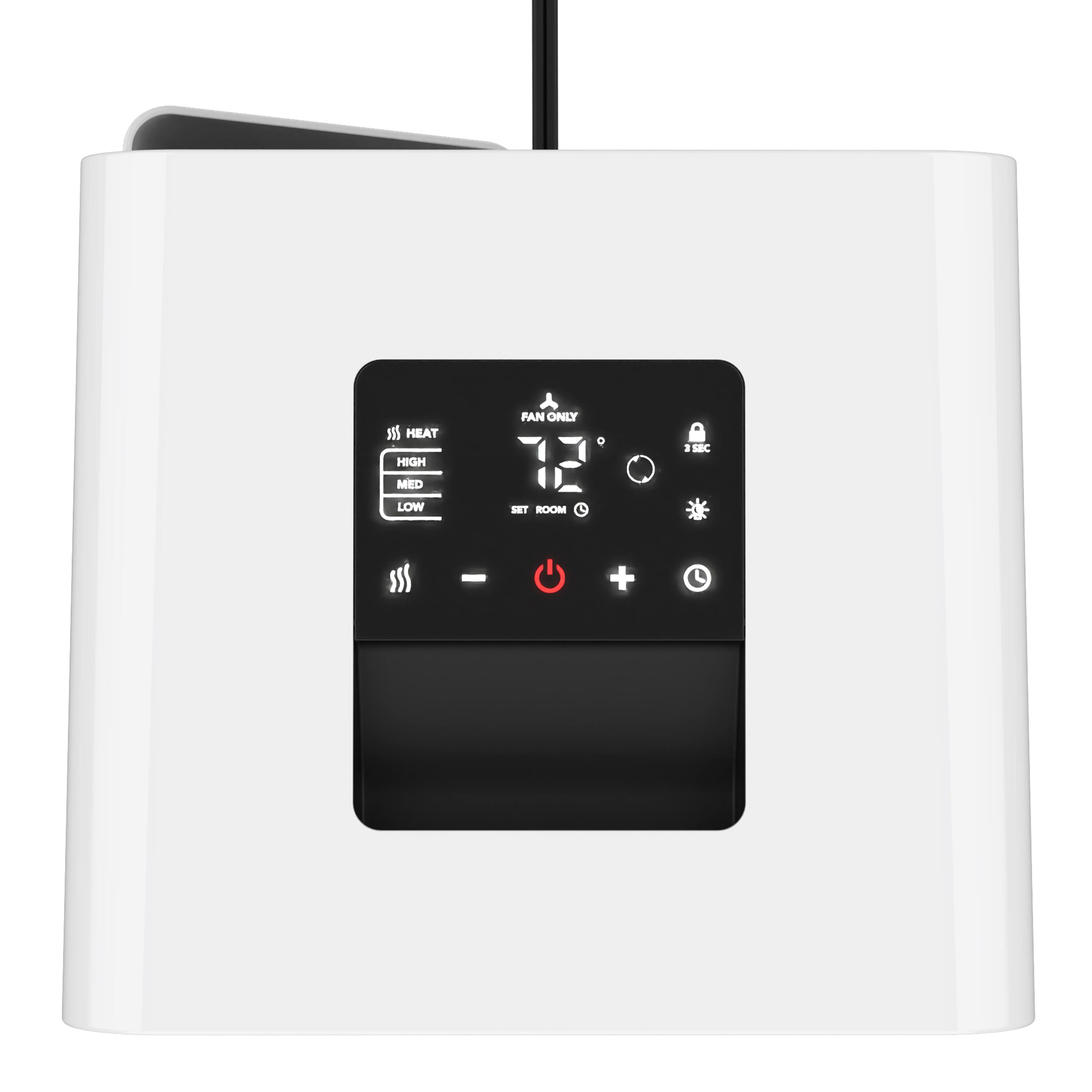 HEAT  
HIGH  
MED  
LOW  

FAN  
ONLY  

SET ROOM  

-  
+  

3 SEC  

LOCK