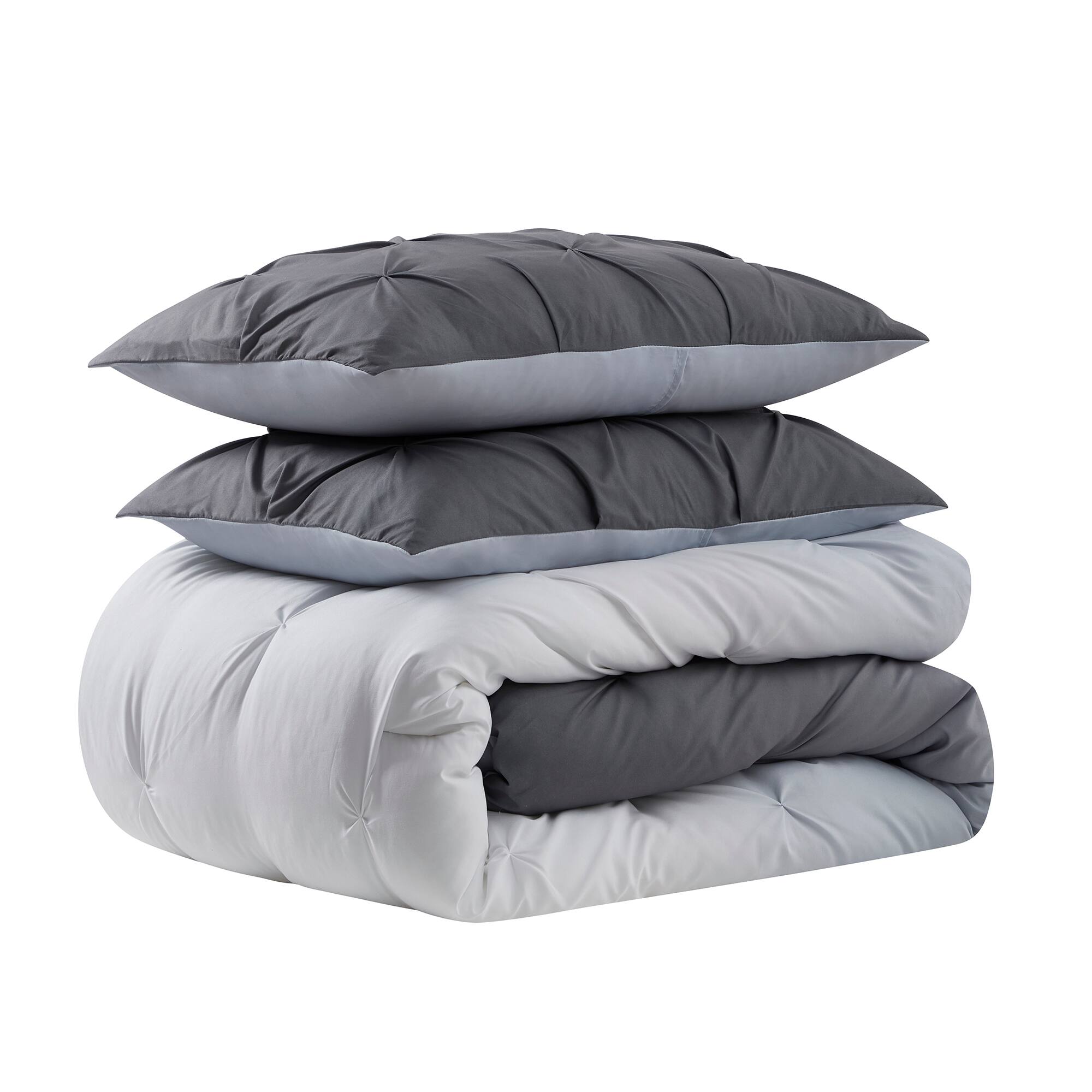 Left. Sweet Home Collection - 7 Piece Loralie Bed in a Bag Comforter & Sheet Set - Queen - Gray.