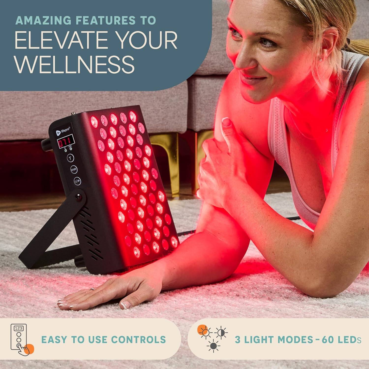 Amazing Features to Elevate Your Wellness: 3 Light Modes - 60 LEDs - Easy to Use Controls