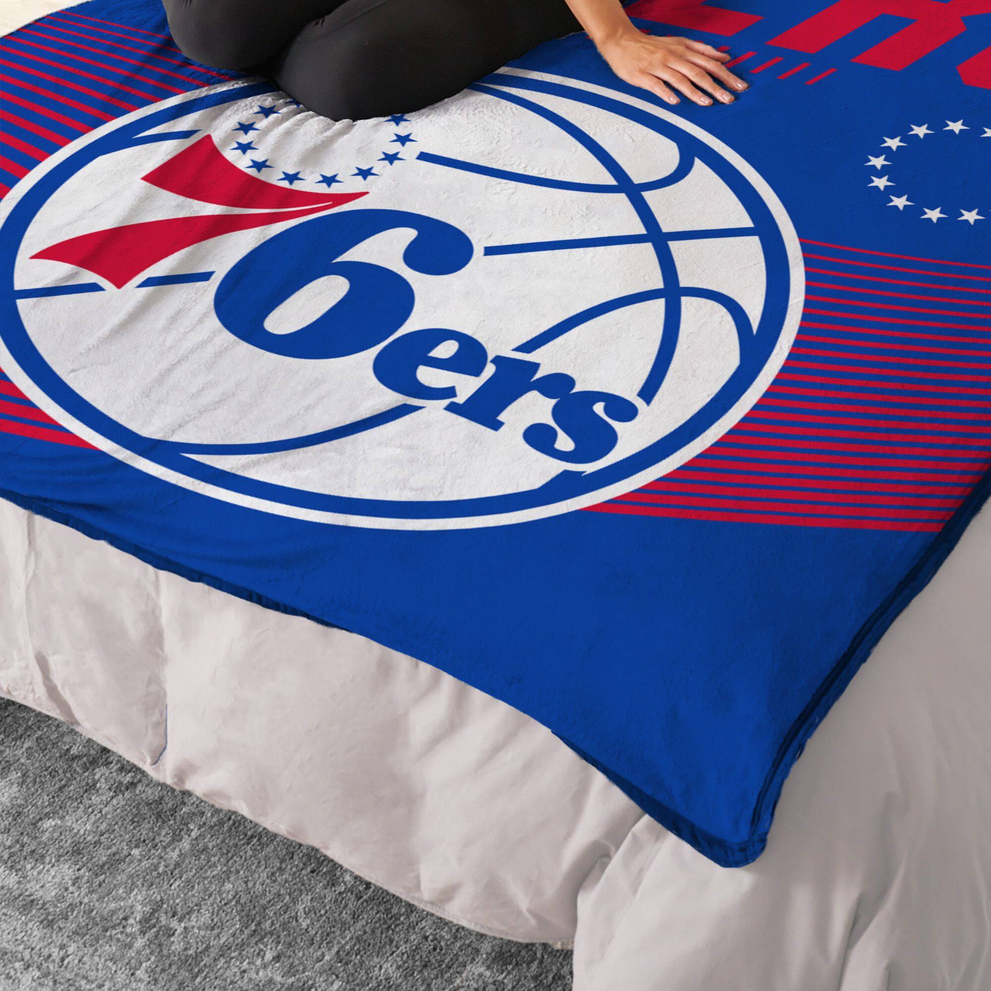 Alt View 1. Sweet Home Collection - NBA Philadelphia 76ers 60" x 80" Raschel Throw Blanket - Blue.