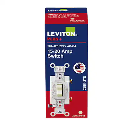 LEVITON
PLUS+
20A-120/277V AC/CA
15/20 Amp Switch
Light Almond
Almendra Clara
MADE IN USA
CSB1-2TS
LEVITON
20A-120/277V AC/CA
15/20 Amp Switch
Light Almond
Almendra Clara