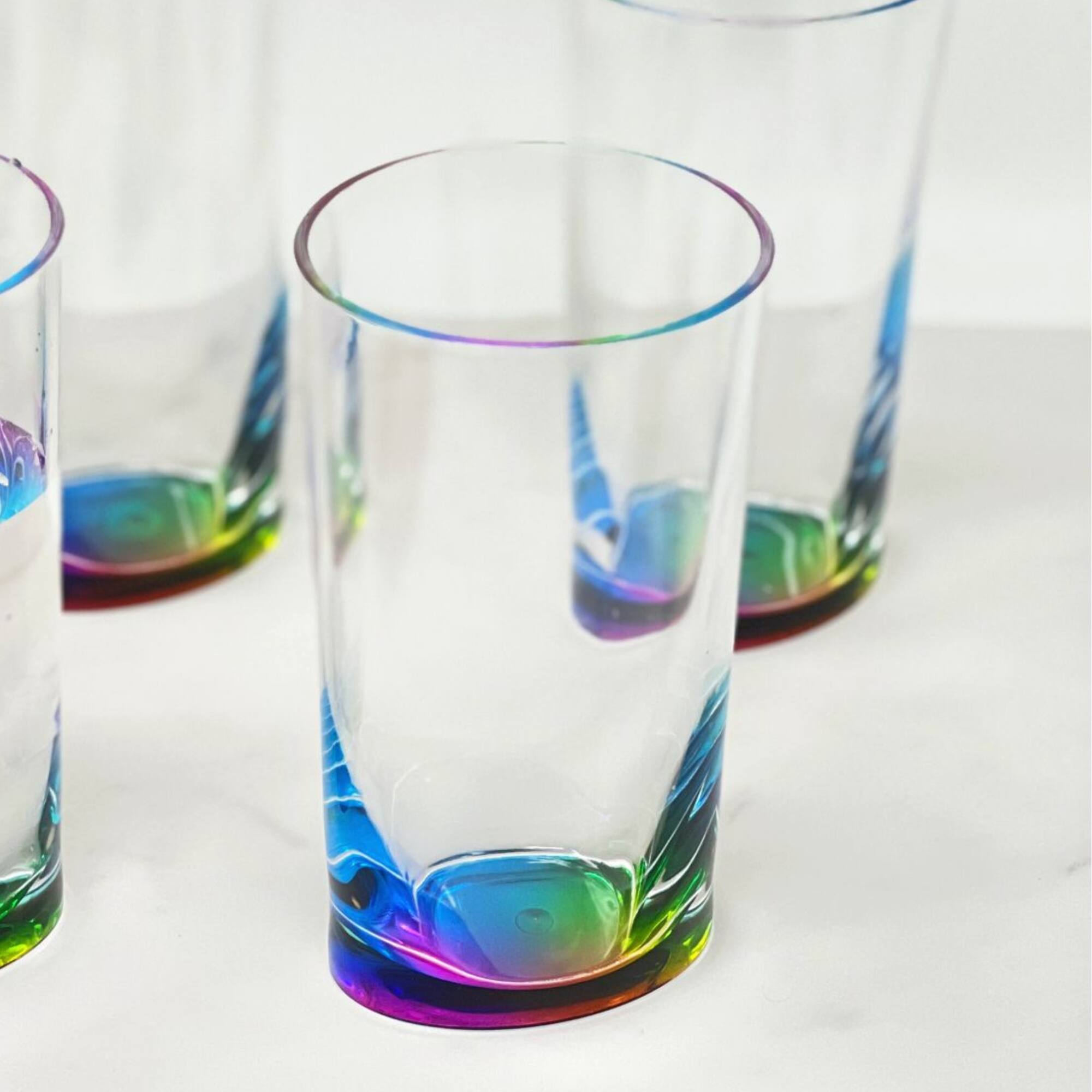 Back. APRILSOUL - Oval Halo Acrylic Glasses Set of 4 Hi Ball Plastic BPA Free Cocktail Drinkware Water Tumblers - white.