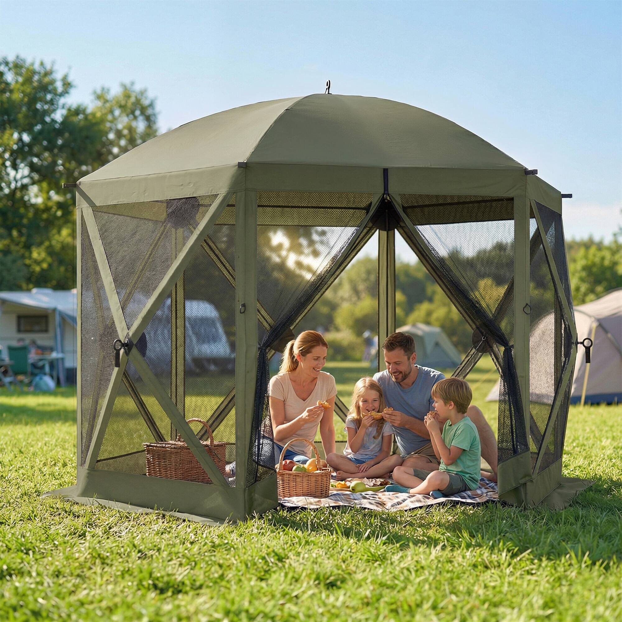 Alt View 1. Outsunny - x 11 ft Pop Up Gazebo Screen Tent, Portable Instant Camping Canopy Screen House with Nettings, Carry Bag.