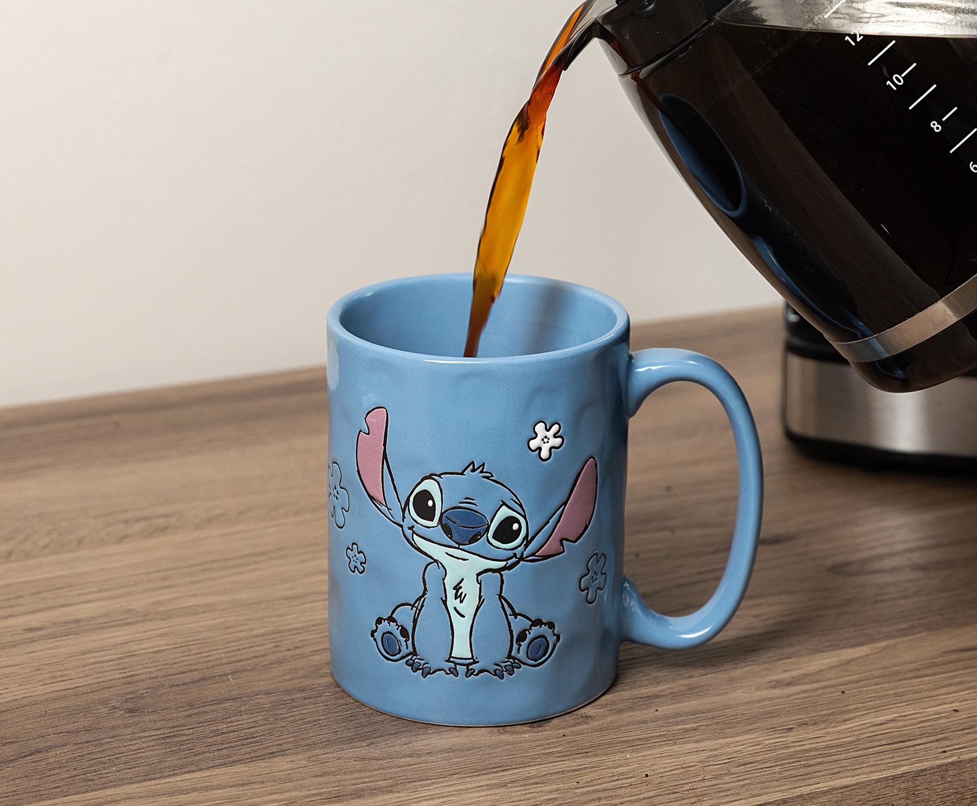 Alt View 4. Silver Buffalo - Disney Lilo & Stitch Blue Wax-Resist Ceramic Pottery Mug | Holds 17 Ounces - Blue.