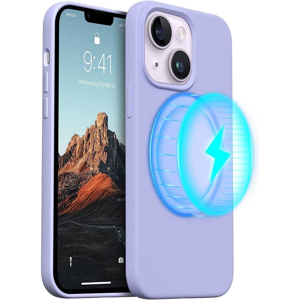 Entronix - Magnetic iPhone 14 Case - Soft-Touch Liquid Silicone Protection - Purple