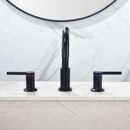 8 in Widespread Double Handle 1.2 GPM Bathroom Faucet with Quick Connect Hose and Water Supply Hose