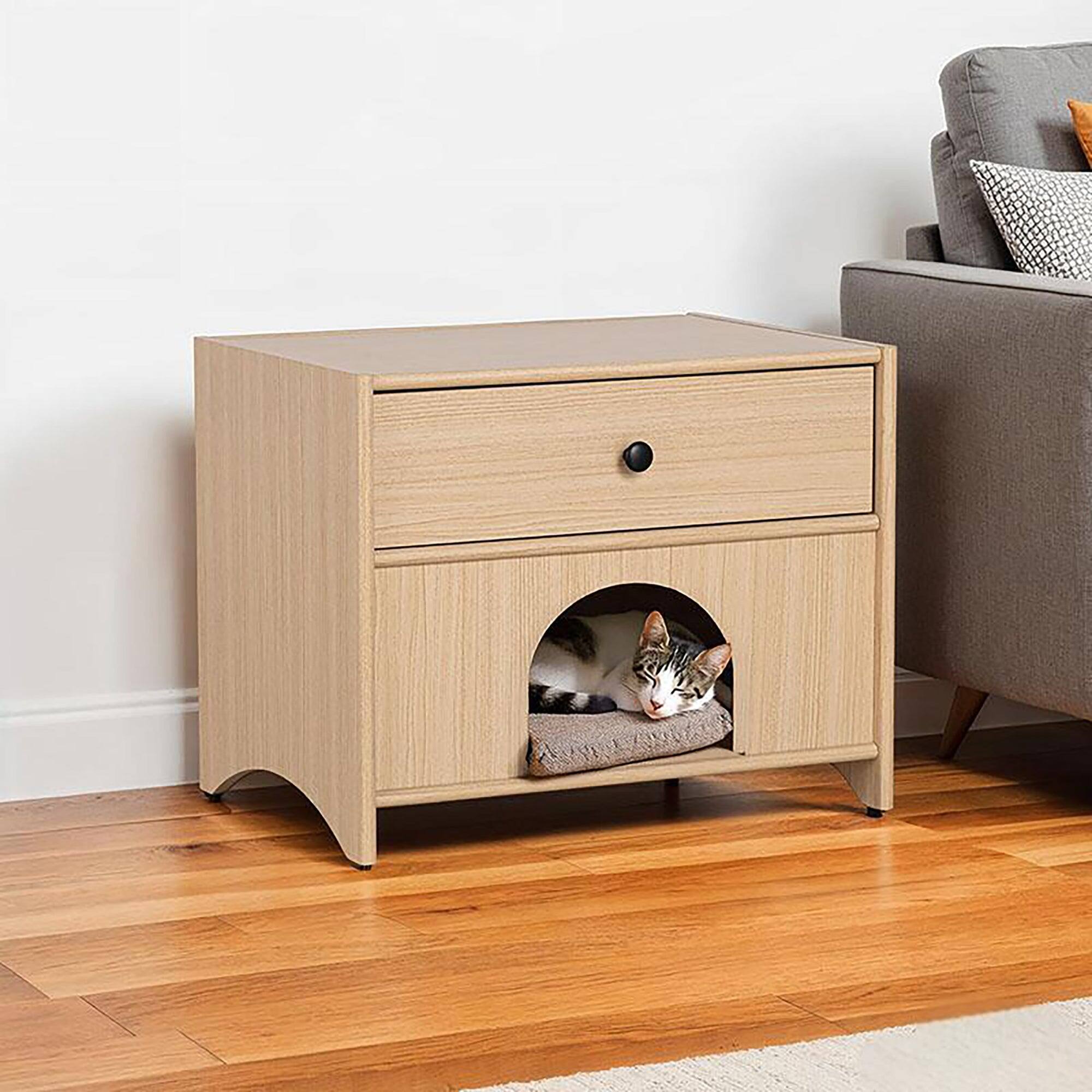 Alt View 3. Boyel Living - Storage Cabinet with Drawer Pet Friendly Side Table with Open Shelf Mid Century Natural Finish - Natural.