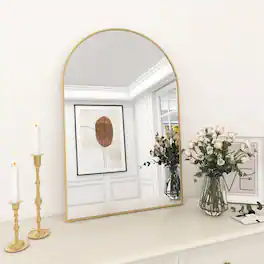 AOITUN - 20"x 30" Bathroom Mirror Wall Vanity Arched Mirror, Gold, Crown Shape