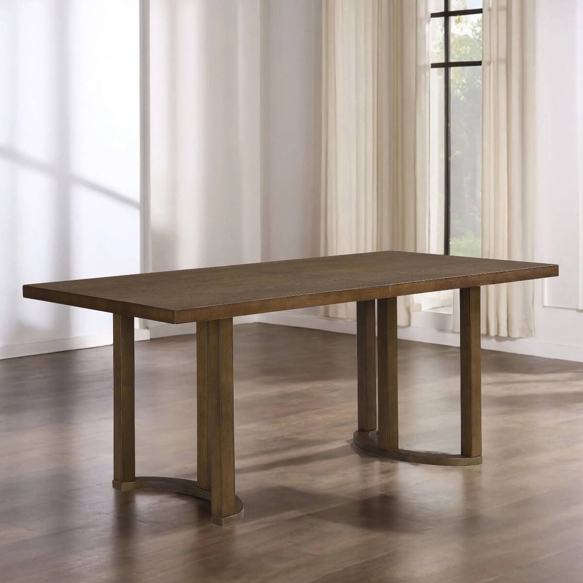 Left. Loheer - Loheer 69 Inch Walnut Dining Table, Rectangular Brown Table for Six - Walnut.