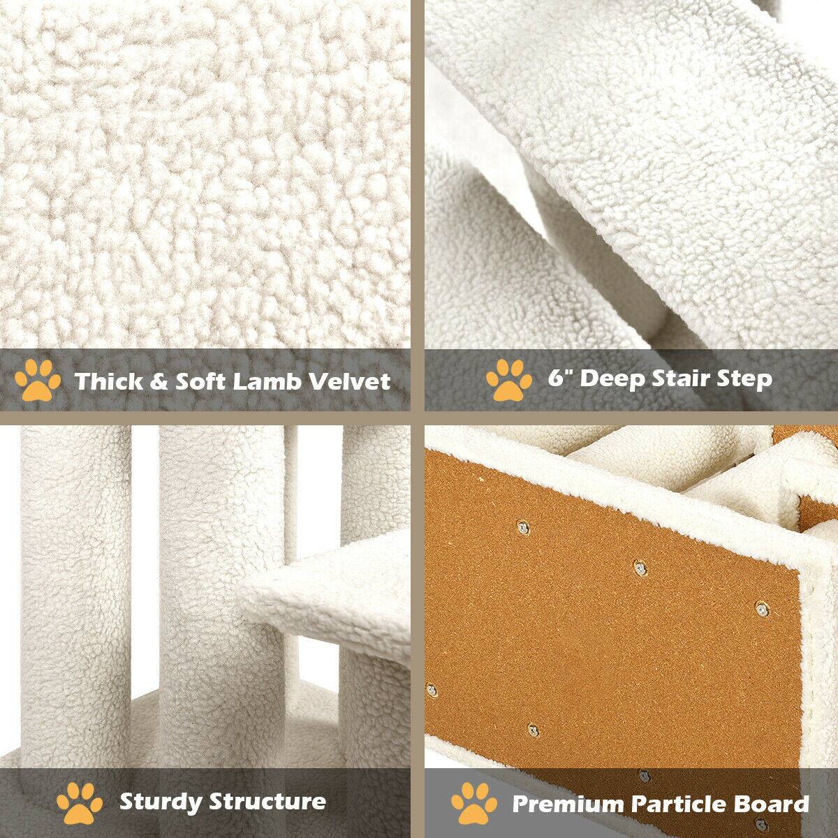 - Thick & Soft Lamb Velvet
- 6" Deep Stair Step
- Sturdy Structure
- Premium Particle Board