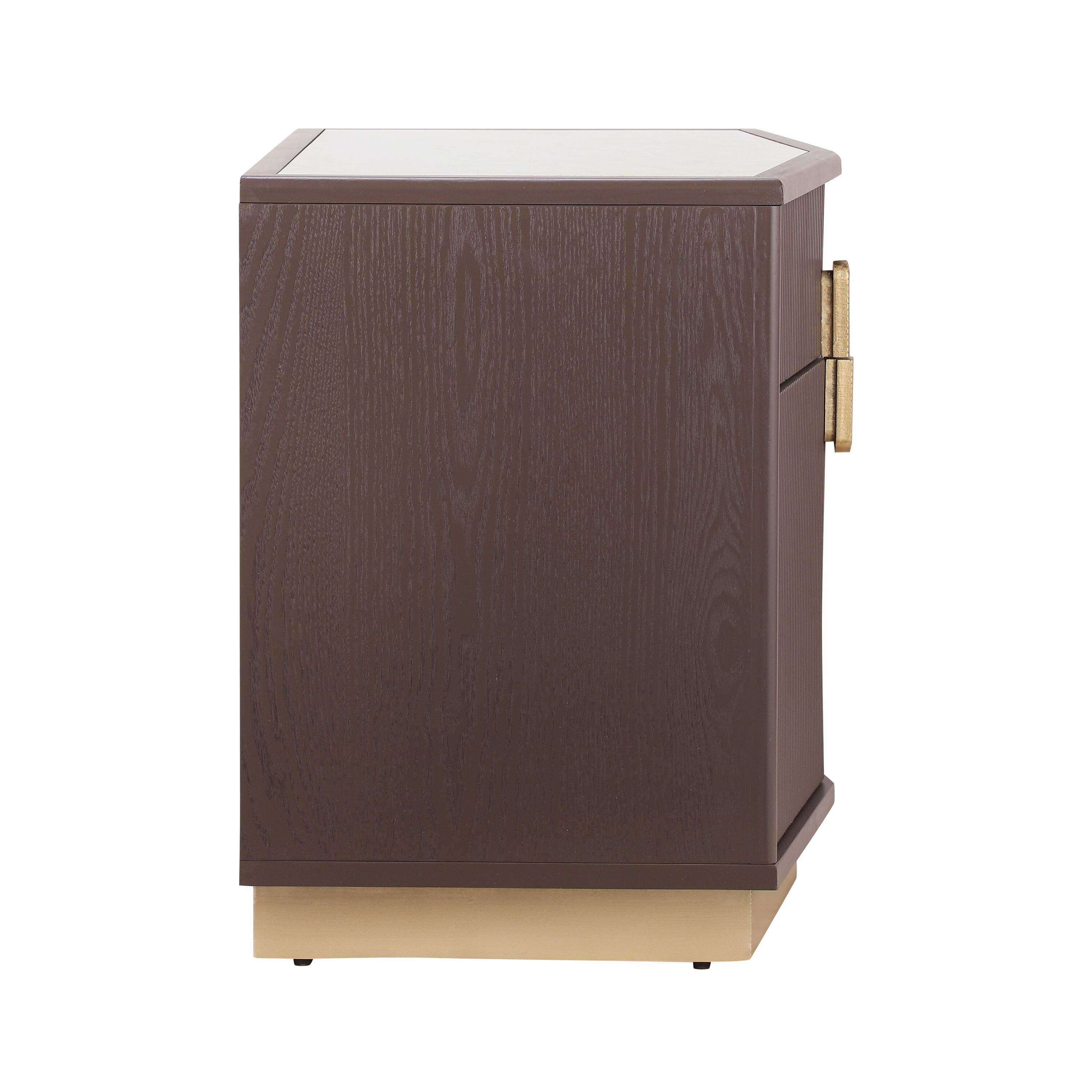 Alt View 1. Whisen - 2-Drawer Nightstand with Fluted Vertical Stripes,Heavy-Duty Bedside Table for Bedroom - Chocolate.