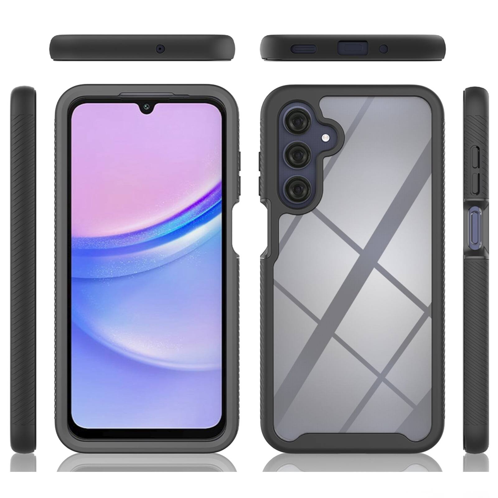 Angle. Dteck - for Samsung Galaxy A17 5G Case with Built in Screen Protector,Full-Body Shockproof Rubber Rugged Clear Back Phone Cover - Red.