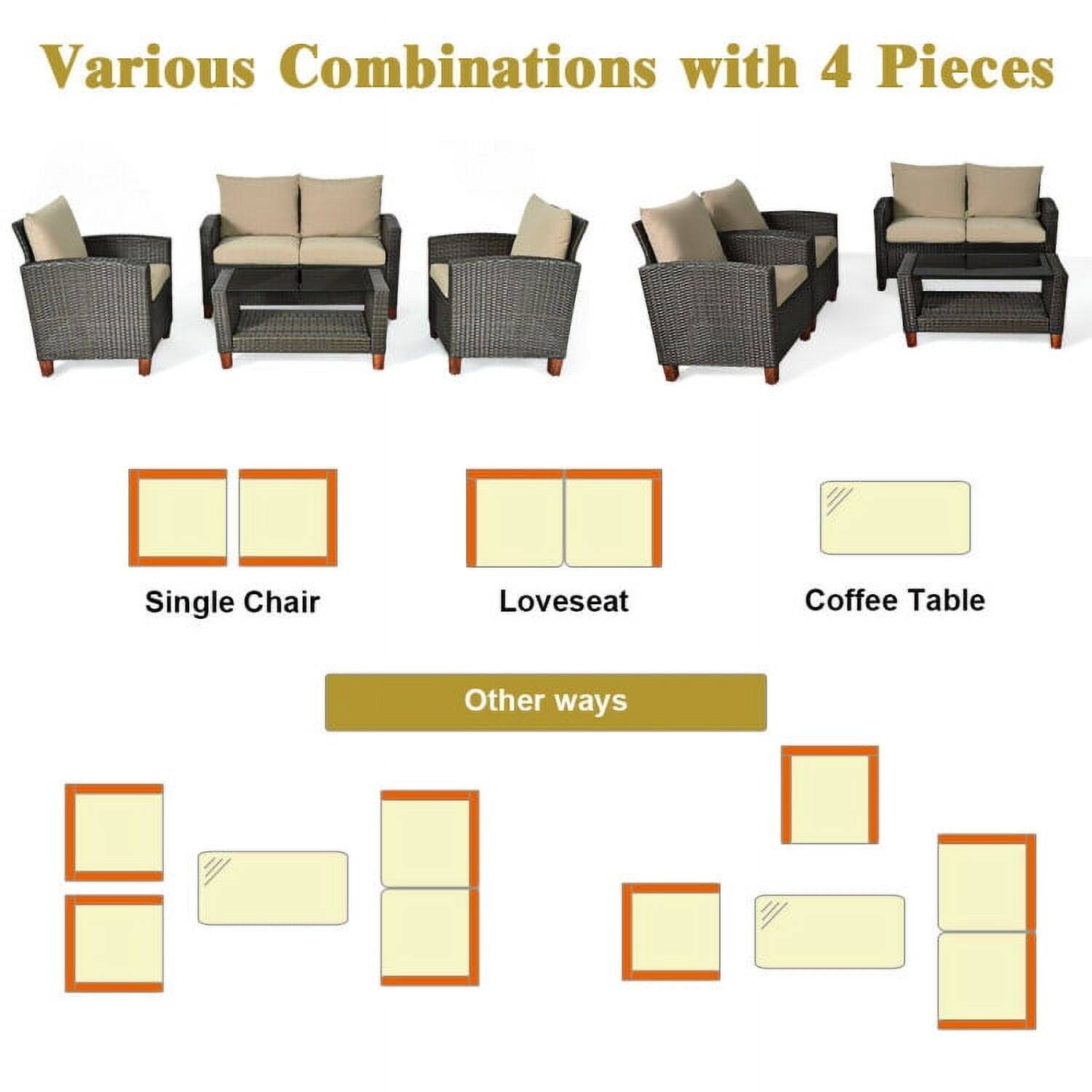 Various Combinations with 4 Pieces

- Single Chair
- Loveseat
- Coffee Table

Other ways