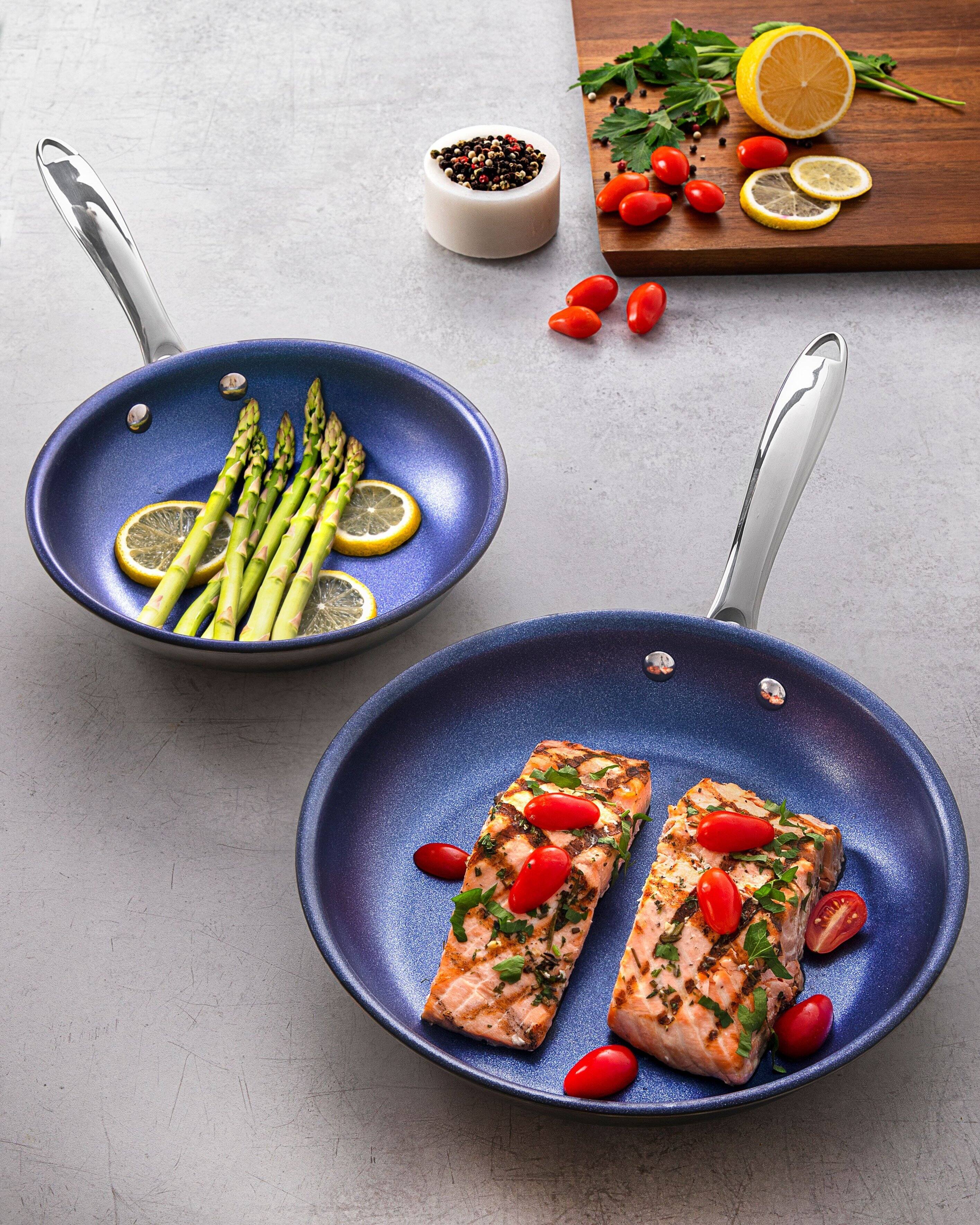 Alt View 2. Granitestone - Granitestone Blue Stainless Steel 9.5'' + 11'' Fry Pan Set - Blue.