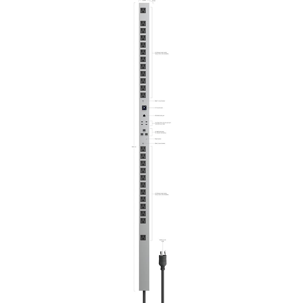 Alt View 5. Ubiquiti - Power Distribution Hi-Density USP-PDU-HD - Gray.