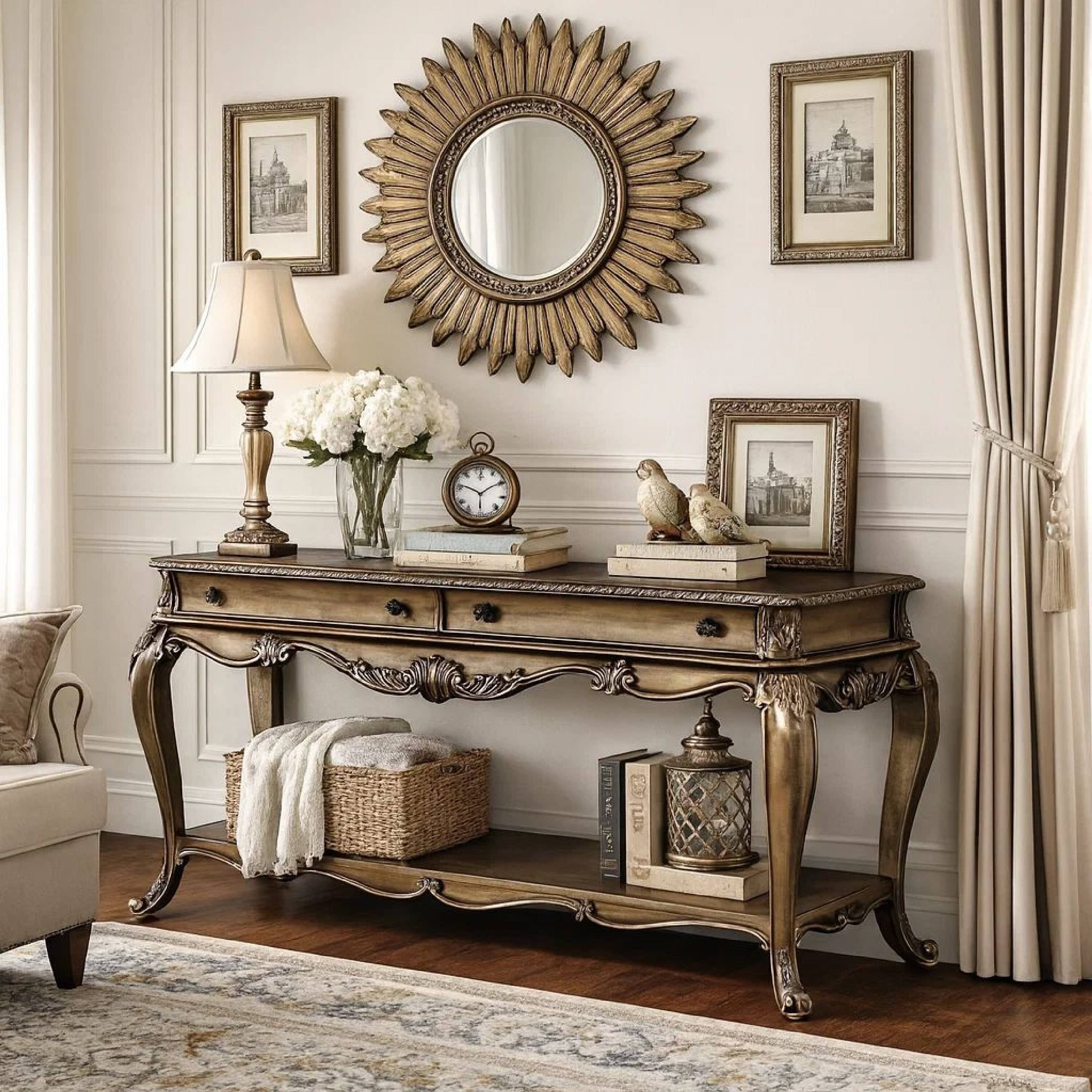 Alt View 6. Manhattan Lane - Wooden Sofa Table With Two Drawers And Bottom Shelf - Brown.