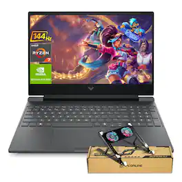 HP - Victus 15.6" FHD 144Hz Laptop - AMD Ryzen AI 7 350 - 32GB RAM - 2TB SSD - NVIDIA GeForce RTX 5060 - PCO Laptop Cooler - Black
