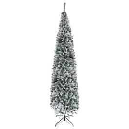 Homcom - Tall Unlit Snow-Flocked Slim Artificial Christmas Tree with Realistic Branches and 1014 Tips - Green
