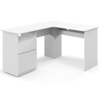 Gymax 59'' Corner Computer Desk L Shaped Desk w/ Letter Size File Gymax 59'' Corner Computer Desk L Shaped Desk w/ Letter Size File
