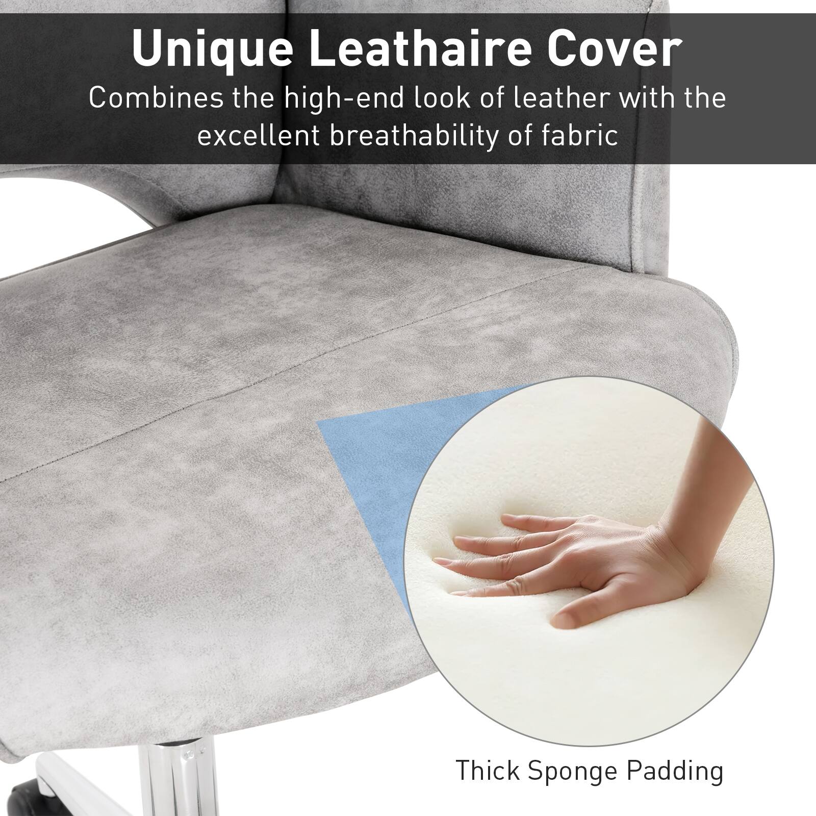 Unique Leathaire Cover: Combines the high-end look of leather with the excellent breathability of fabric, Thick Sponge Padding.