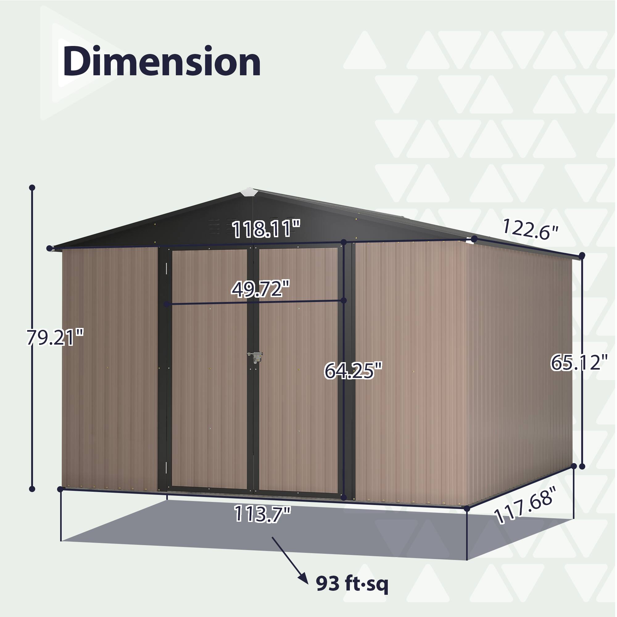 Dimension  
118.11"  
122.6"  
49.72"  
79.21"  
64.25"  
65.12"  
113.7"  
117.68"  
93 ft²