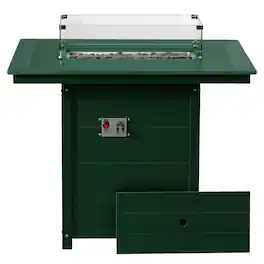 WestinTrends - Helios 46" Modern Outdoor Patio Gas Propane Rectangle Fire Pit Table - Dark Green