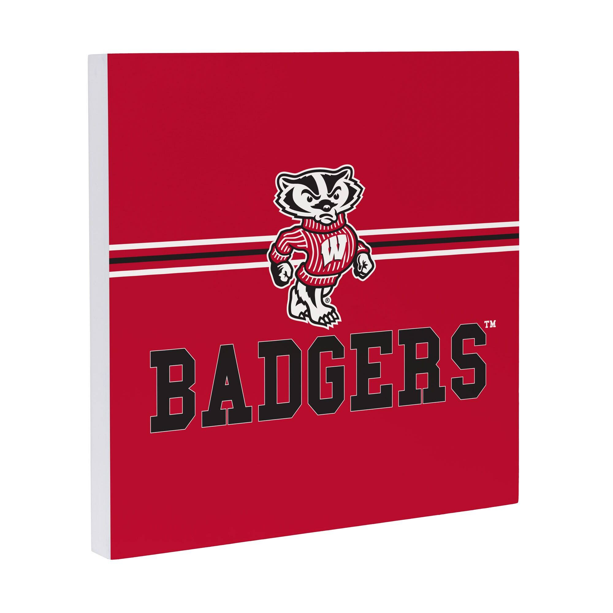 Alt View 1. Evergreen Enterprises - Wisconsin Badgers 12" x 12" Wood Wall Sign - Multicolor.