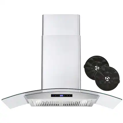 Front. COSMO - COS-668AS900-DL 36 in. Vista Collection 380 CFM Ductless Wall Mount Range Hood, Touch Controls, LED Lights - Stainless Steel.