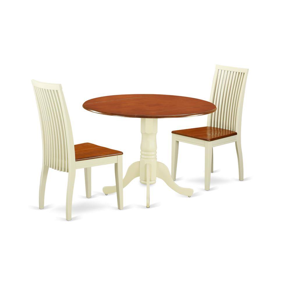 Angle. East West Furniture - Dining Room Set Buttermilk & Cherry - Brown.