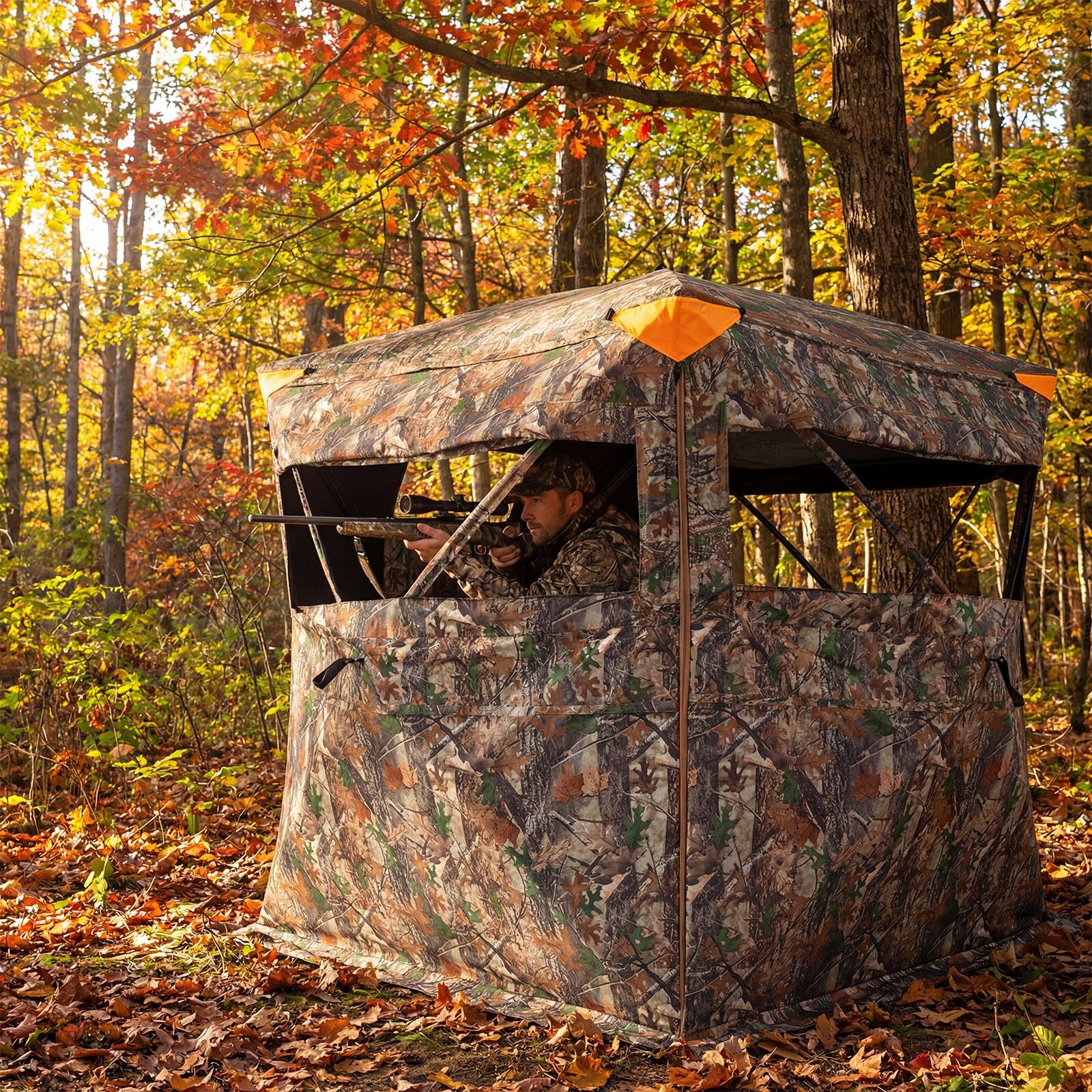Alt View 4. Costway - Costway Hunting Blind 270° Silent See-Through with 90° Full-Open Swing Door Sliding Windows - Camouflage.
