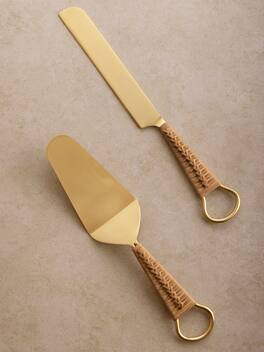 GAURI KOHLI - Helsinki Cake Servers - Pine brown, matte gold
