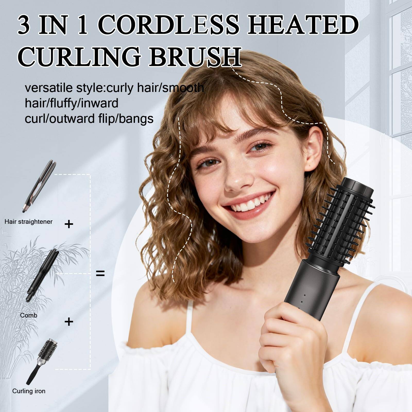 Live At Space Cordless Hot Brush Travel Portable Hair Straightener 4 ...
