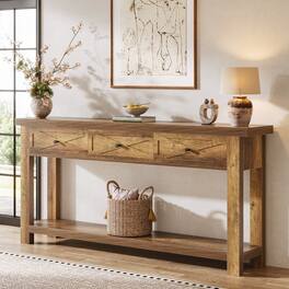 Tribesigns - Console Table with Engineered Wood Construction and Space-Saving Design for Hallway and Living Room - Brown