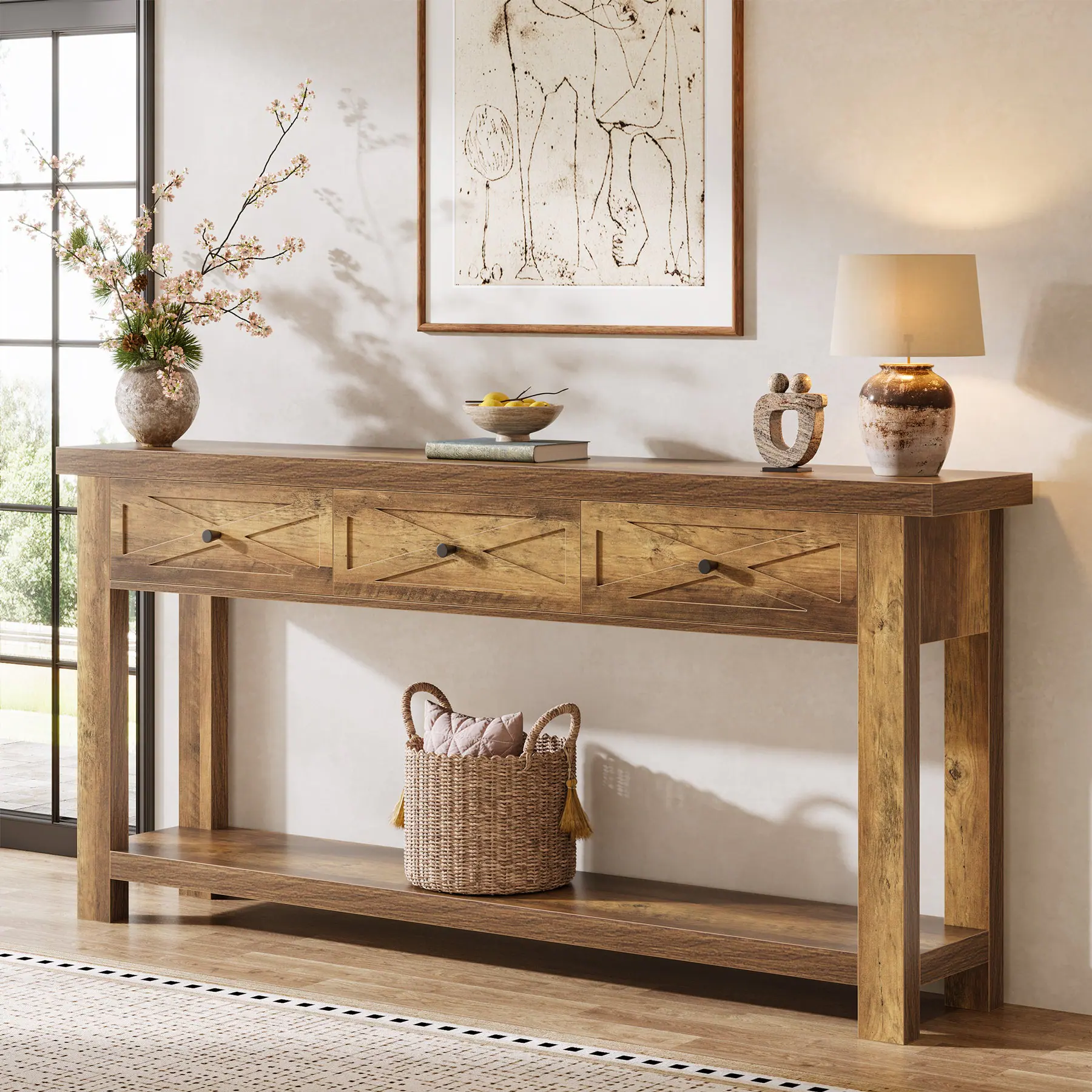 Tribesigns Console Table with Engineered Wood Construction and Space ...