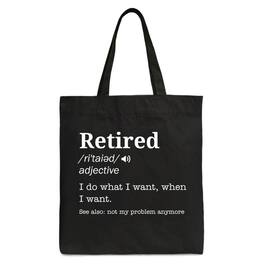 OrnamentallyYou - Retired Definition Canvas Tote Bag, Funny Retirement Gift Shopper for New Retirees and Unbothered Legends - Black