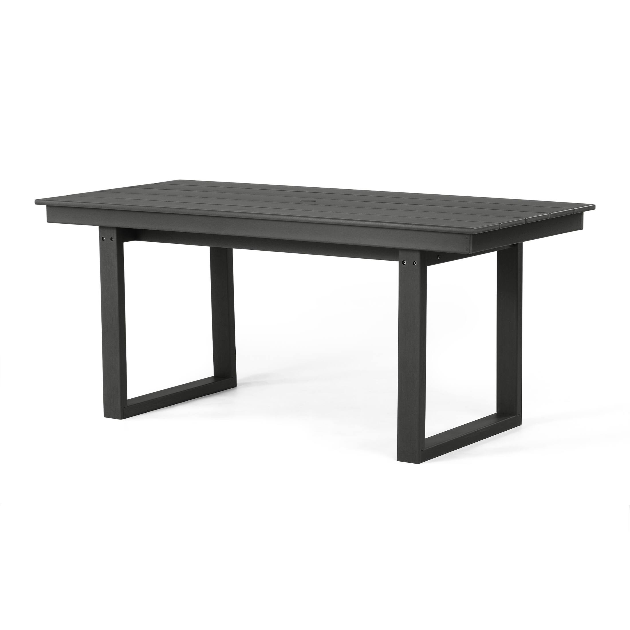 Left. WestinTrends - WestinTrends Paloma 68" Outdoor HDPE Modern Rectangular Patio Dining Table With Umbrella Hole - Gray.