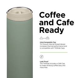 Coffee and Cafe Ready

Interchangeable Cap
TK Closure internal thread design increases thermal performance and is compatible with TKWide Caps

Leak Proof
The TKWide includes a Cafe Cap to make drinking coffee easy and mess-free