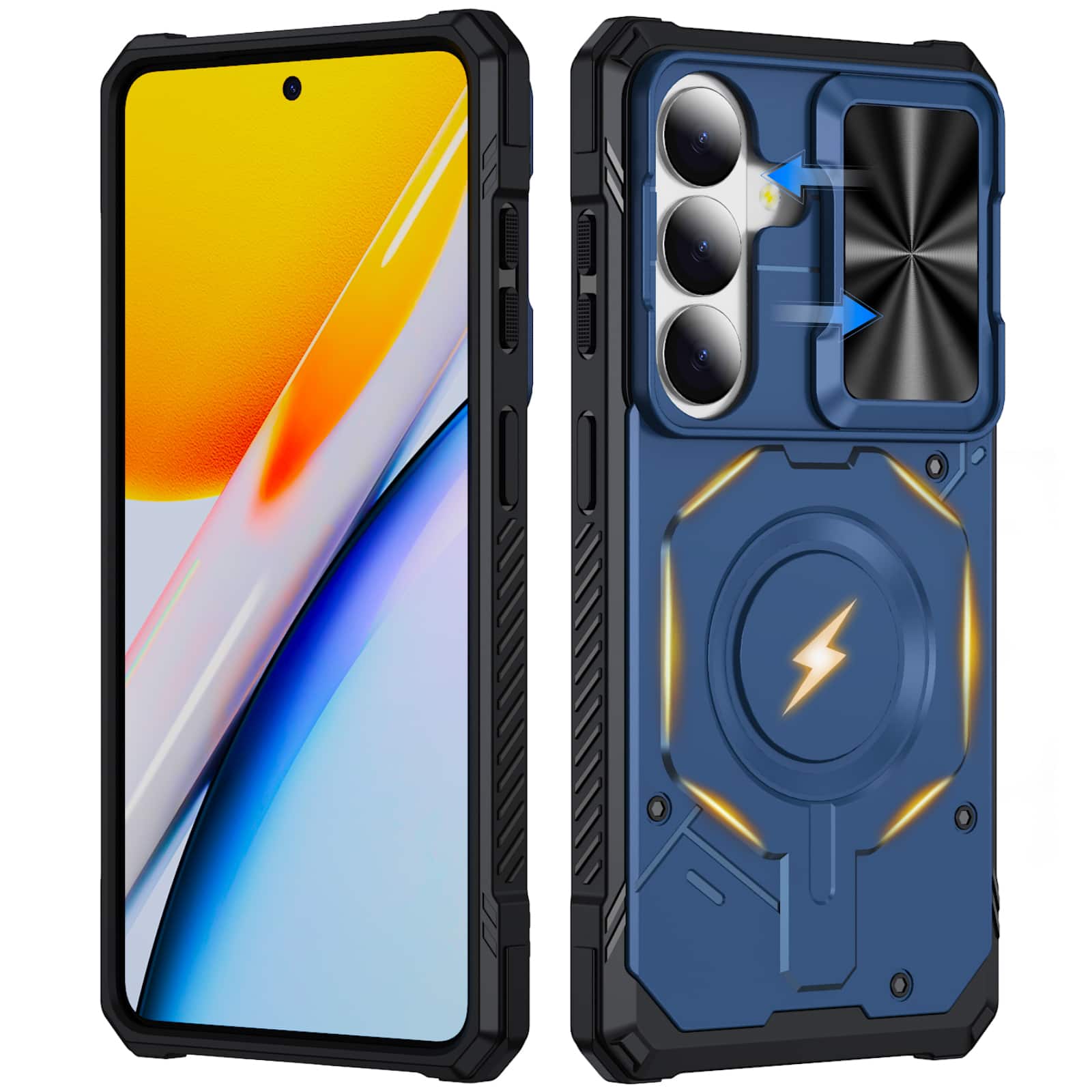 Dteck - Rugged Shockproof Magnetic Hybrid Protective Case for Samsung Galaxy S26 with Slide Camera Cover, Side Anti-Slip Texture - Blue price history on PriceWatchPro