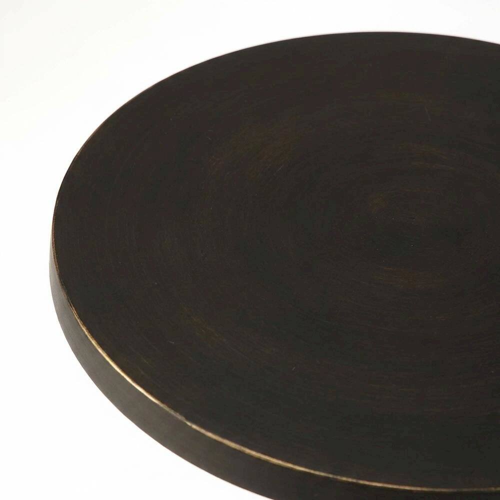Alt View 2. Starlight Canyon Home - Round Metal End Table, Distressed Traditional Side Table for Living Room - Black.