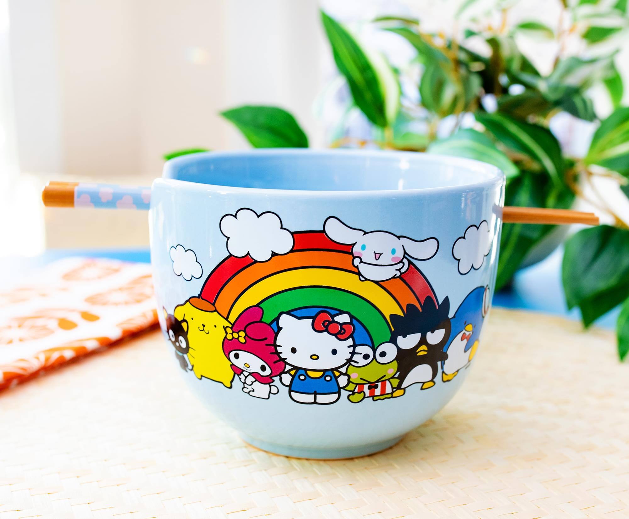Alt View 10. Silver Buffalo - Sanrio Hello Kitty and Friends Rainbow Ceramic Ramen Bowl and Chopstick Set - Blue.