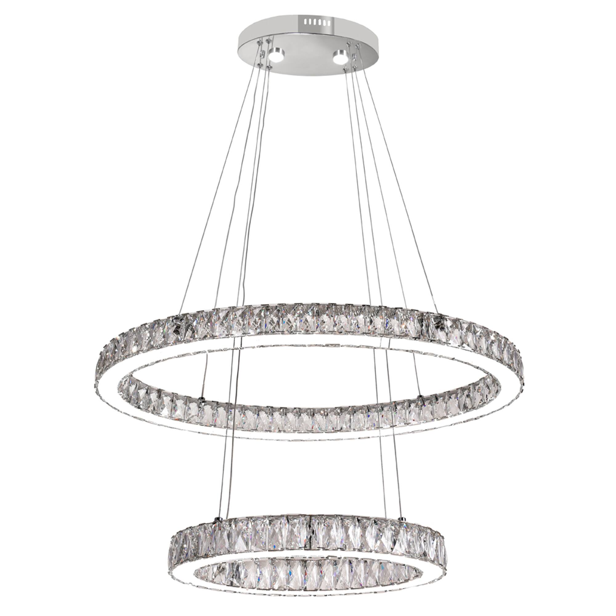 Angle. CWI Lighting - Florence LED Chandelier With Chrome Finish - Chrome.