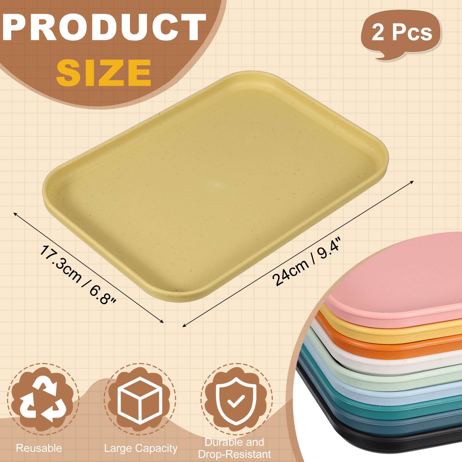 PRODUCT SIZE  
2 Pcs  
17.3cm / 6.8" x 24cm / 9.4"  
Reusable, Durable and Large Capacity, Drop-Resistant
