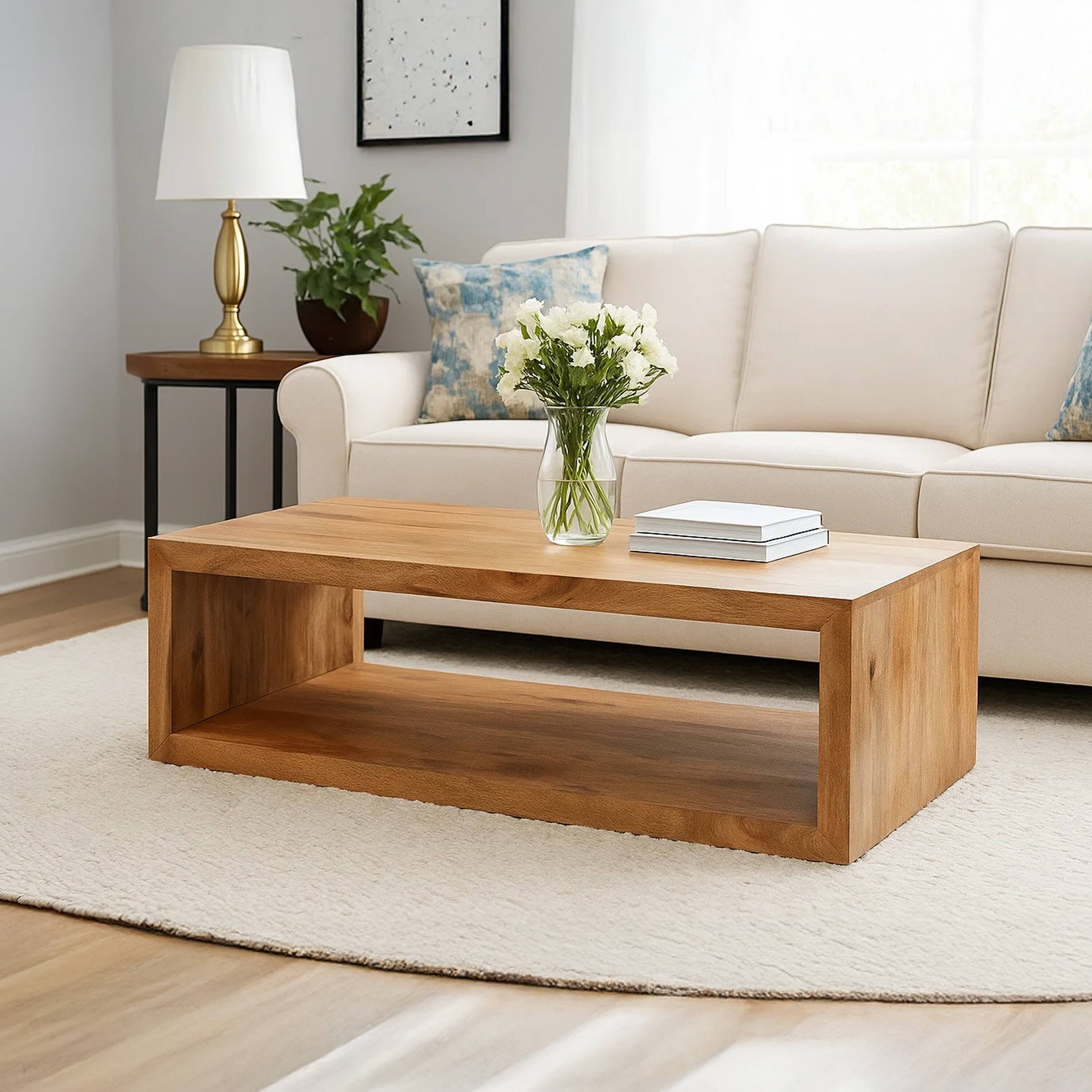 Alt View 10. Manhattan Lane - Keli 58 Inch Mango Wood Coffee Table, Open Cube, 1 Shelf - Brown.
