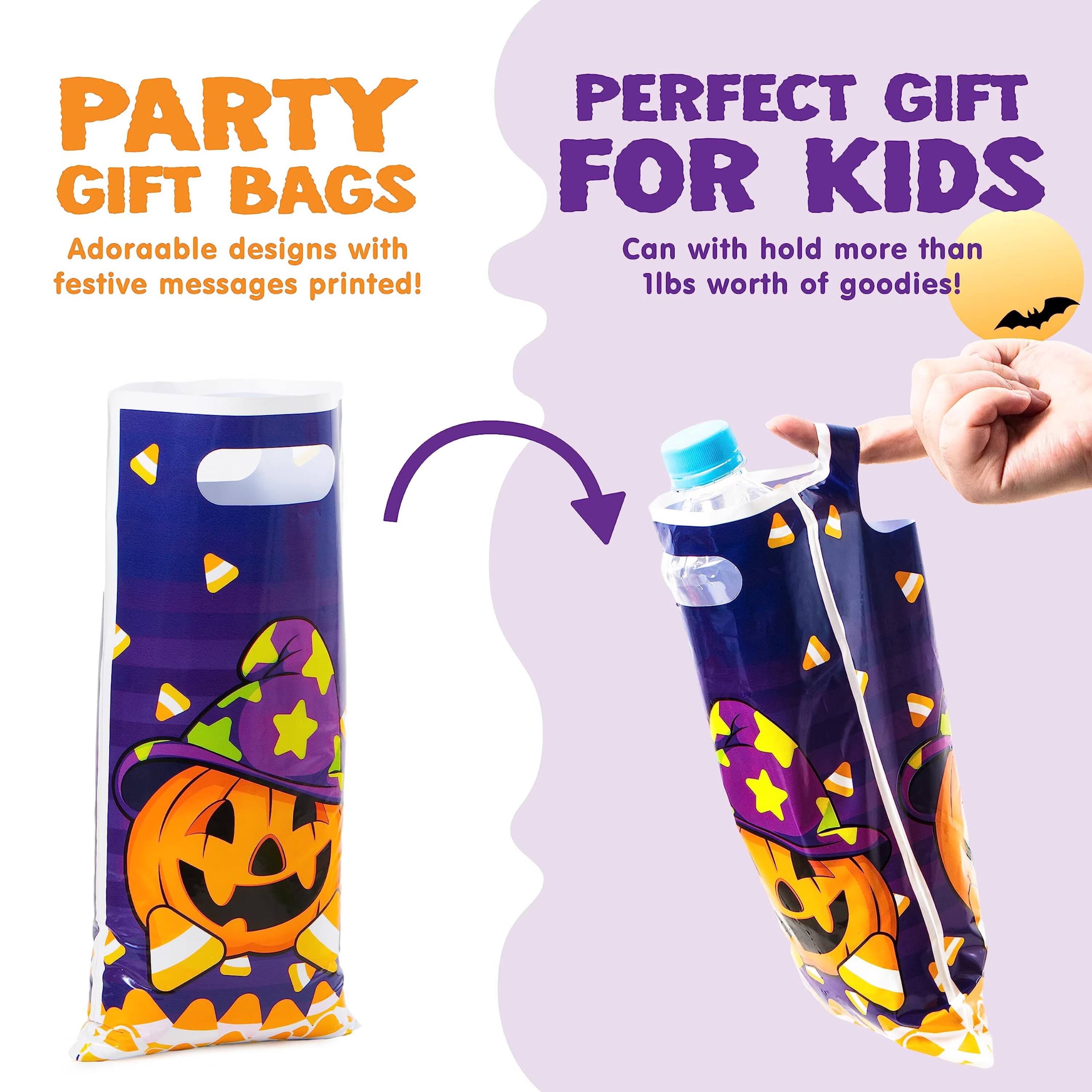 PARTY PERFECT GIFT BAGS FOR KIDS  
Adorable designs with festive messages printed!  
Can with hold more than 1lbs worth of goodies!