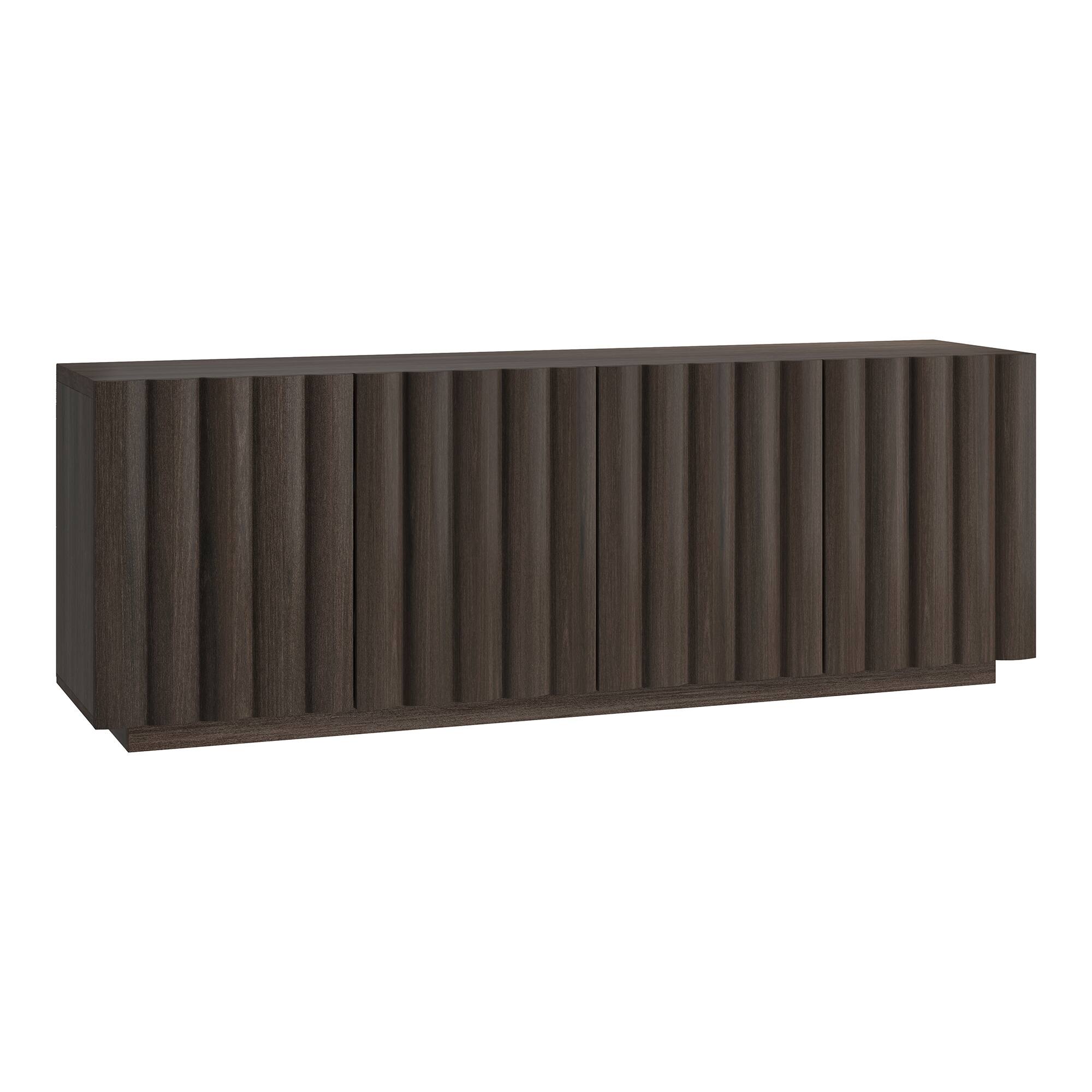 Back. Hudson&Canal - Olie Rectangular Fluted TV Stand for TV's up to 75" in Brown Oak - Brown.