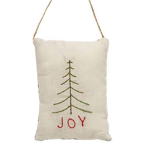 Front. BreeBe - Joy Tree Pillow Ornament - White.