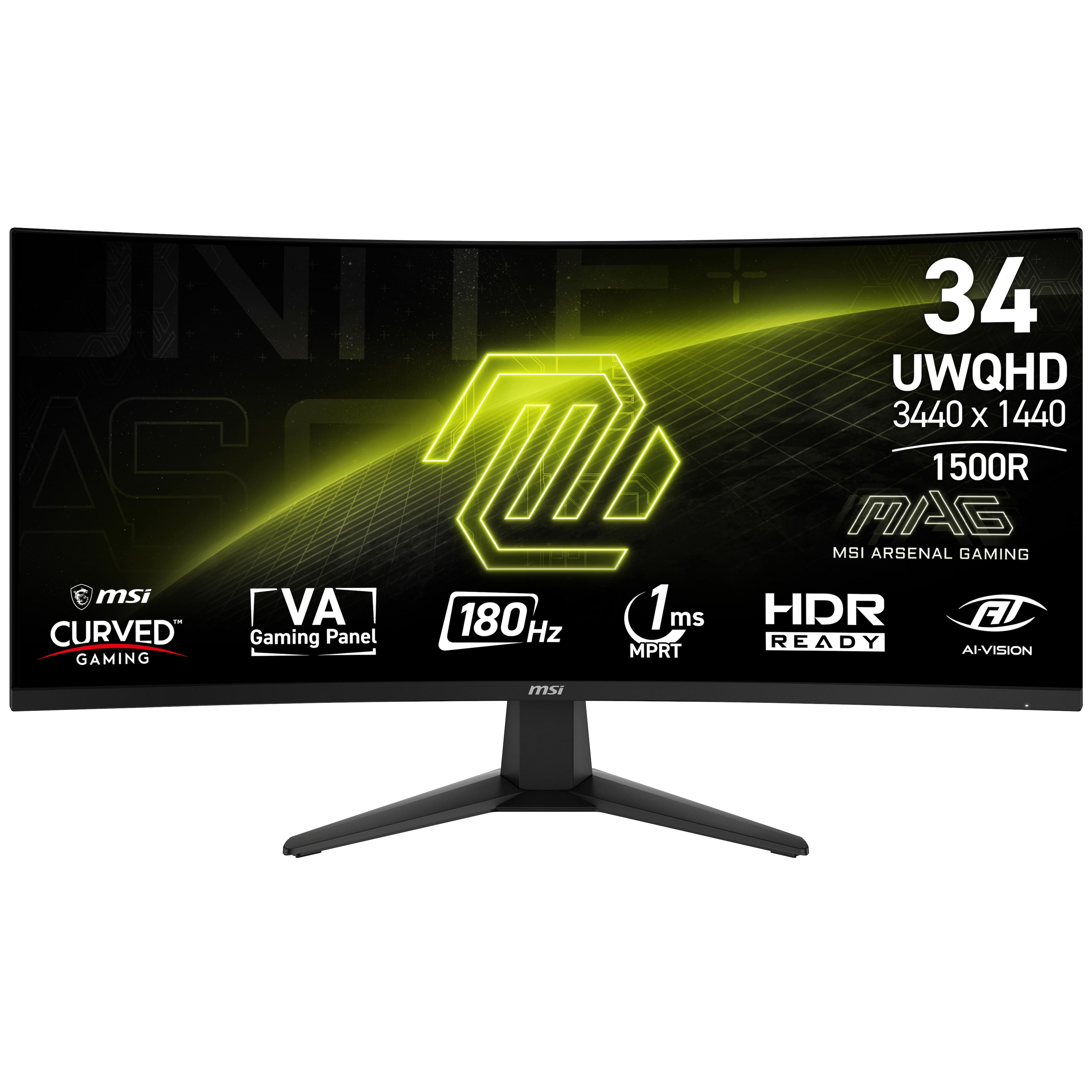MSI - MAG 346CQ 34" LCD UWQHD 180Hz 1ms Adaptive Sync Gaming Monitor with HDR ready (DisplayPort, HDMI) - Metallic Black - Front_Zoom