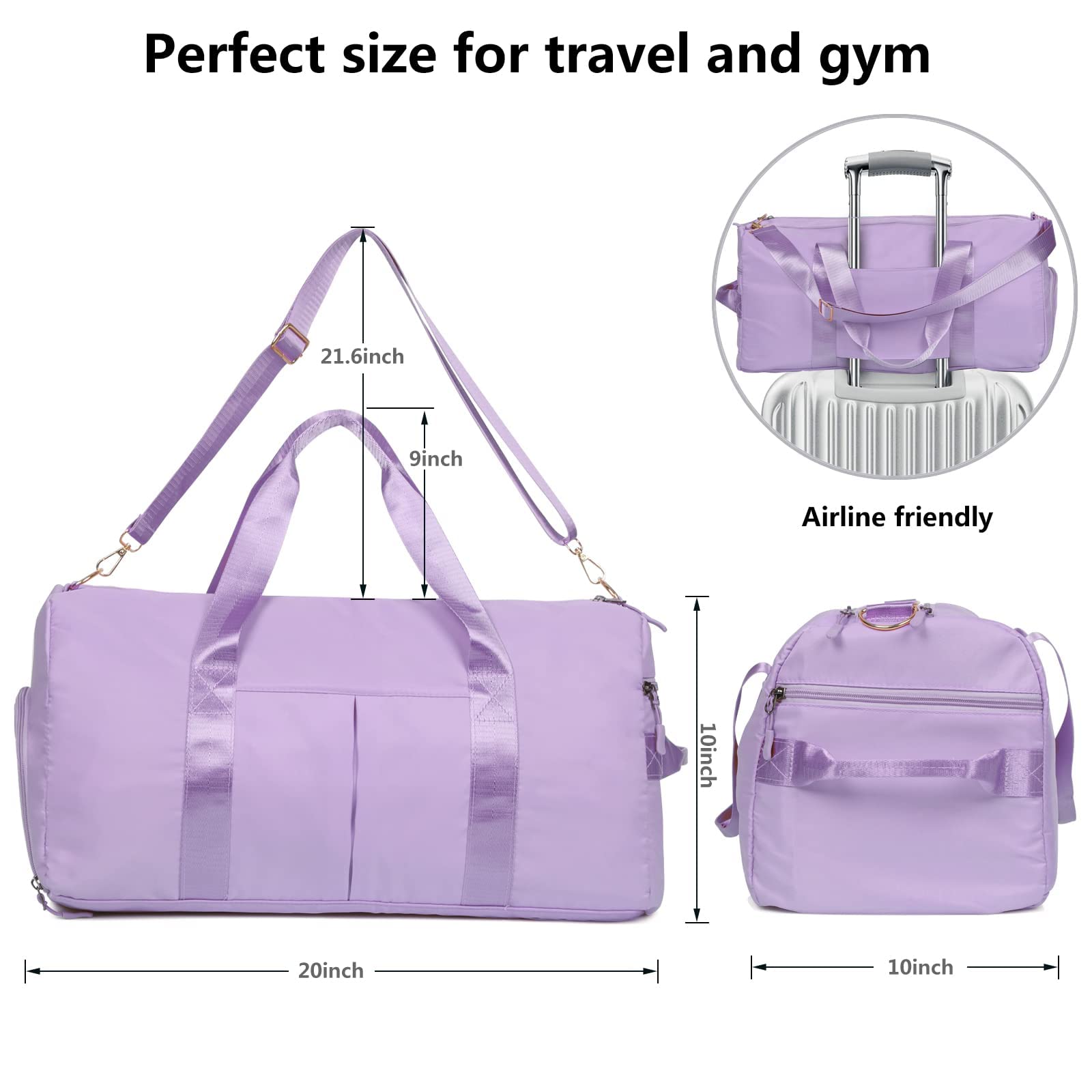 Paradigms Interiors Duffle Bag For Women Sports Duffel Gym With Wet ...